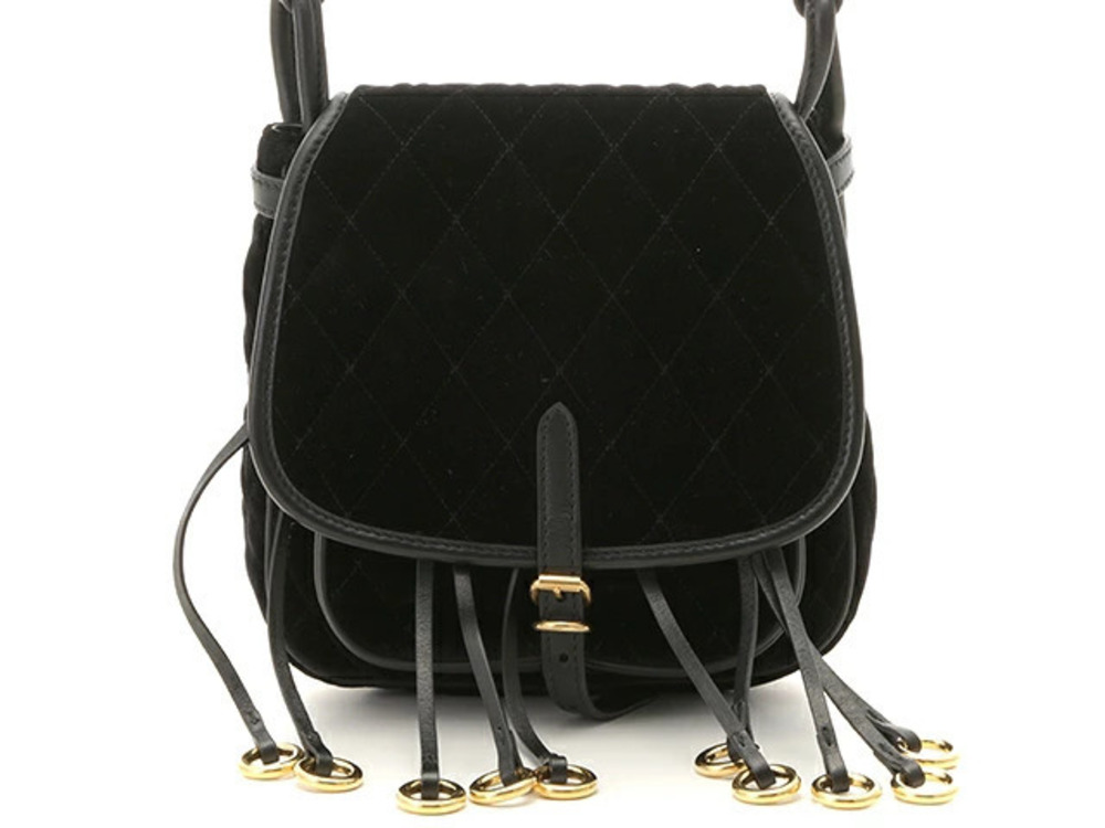 Prada bag shoulder black velour calfskin